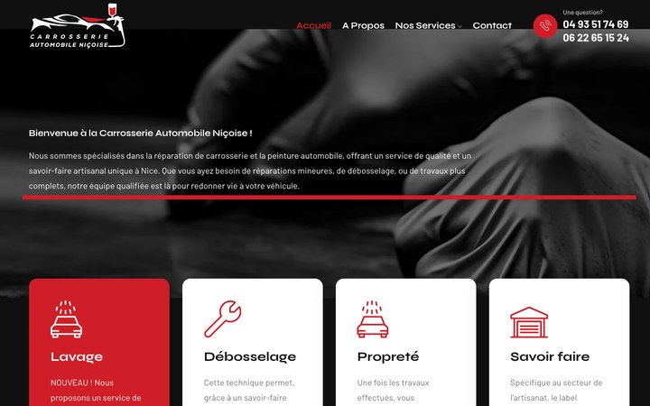 Aperçu du site Carrosserie Automobile Niçoise